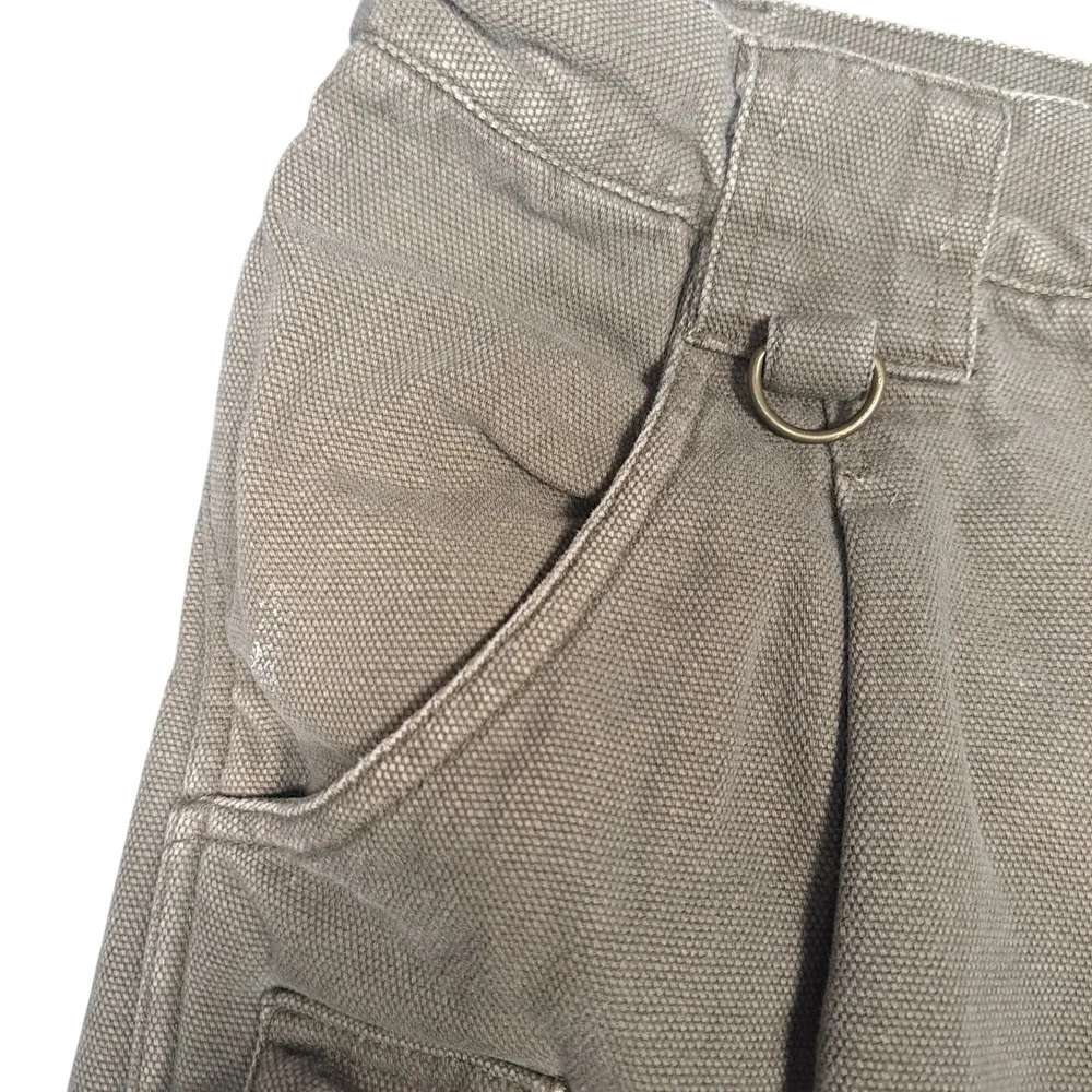 Cabelas Flannel Lined Cargo Pants Mens 34 Reg Khaki Tan Canvas Plaid Lined Work